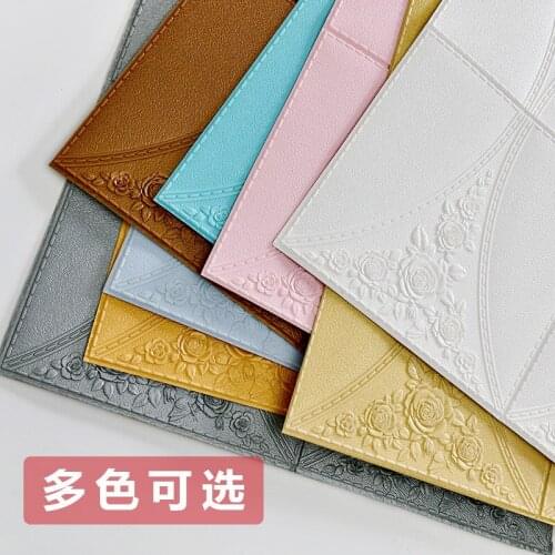 Self-adhesive Wallpaper Bedroom Warm Bedside Soft Bag Background Wall Renovation Decoration Foam Board Wallpaper 3D Stereo Rose