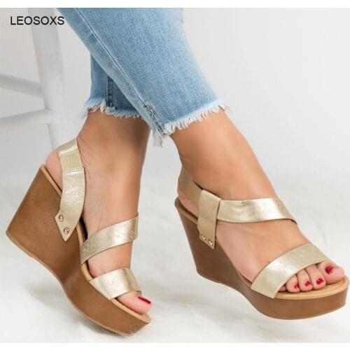 Large Size Sandals Womens New Fish Mouth Slope Heel Thick Sole Sandals Summer 2021 Fashion Female Shoes