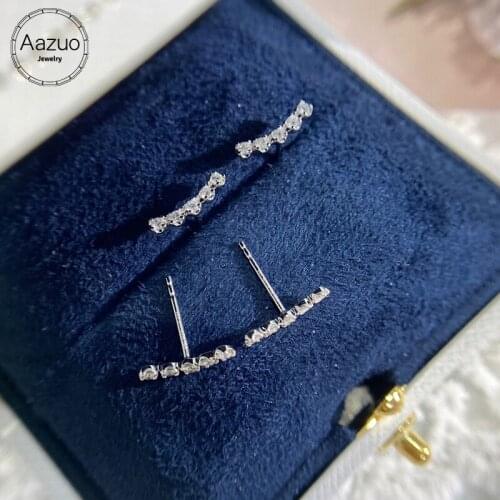 Aazuo 18K Pure White Gold Fine Jewelry Real Diamonds Smile Face Stud Earring Upscale Trendy Classic Party Fine Jewelry Hot Sell