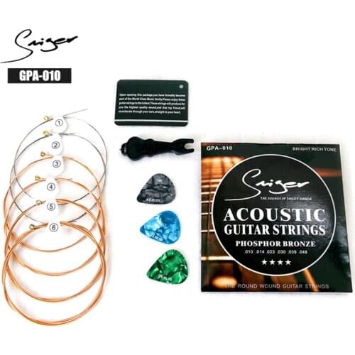Smiger Acoustic Guitar Strings Brass Guitar String GPA-010 With Replacement Tool Picks For Acoustic Guitar String Accessories