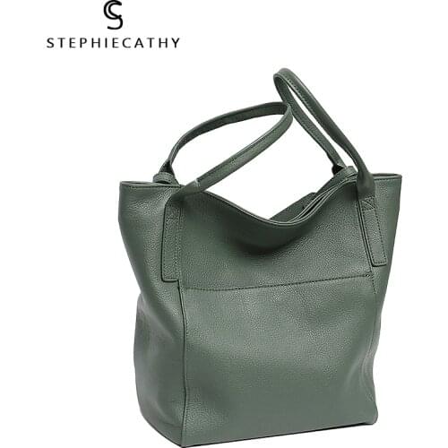 SC Luxury Genuine Leather Tote For Women Brand Design Large Shoulder Bag Bucket Soft Natural Cowhide Female Daily Hobo Crossbody