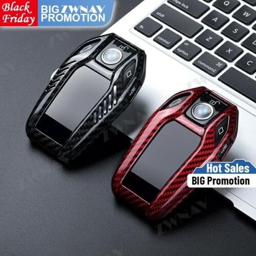 Carbon Fibre Key Case For BMW 5 Series 7 Series For BMW LCD Screen Replacement Key Case