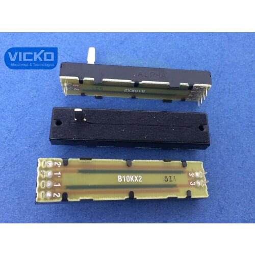 [VK]Original ALPHA 73MM 7.3CM B10KX2 shaft 20MM Slide potentiometer with a straight bar inside flannel dust (SWITCH)