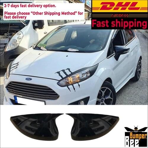 Mirror Cover For Ford Fiesta 2009 2010 2011 2012 2013 2014 2015 2016 2017 2018 Accessory Bright Black BAT BATMAN Case CAR Shield