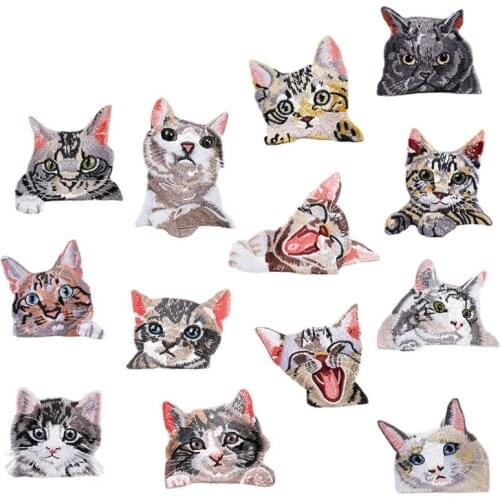 1PC Cat Patches for Clothing Iron Embroidered Patch Applique Iron on Patches Accessories Badge Stickers on Clothes Jeans Bags