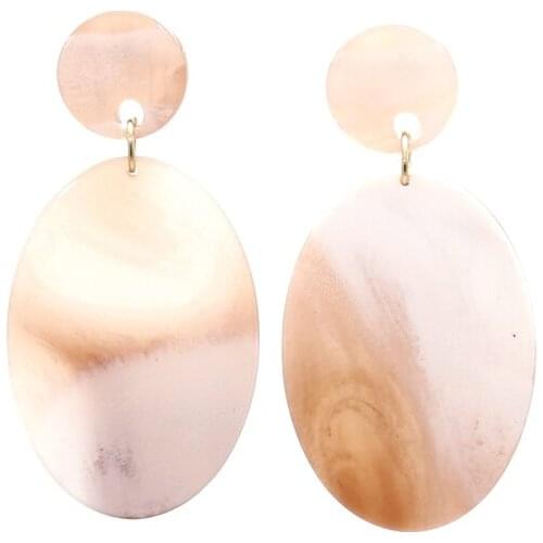 2018 new fashion jewelry beige resin oval double big earrings for women