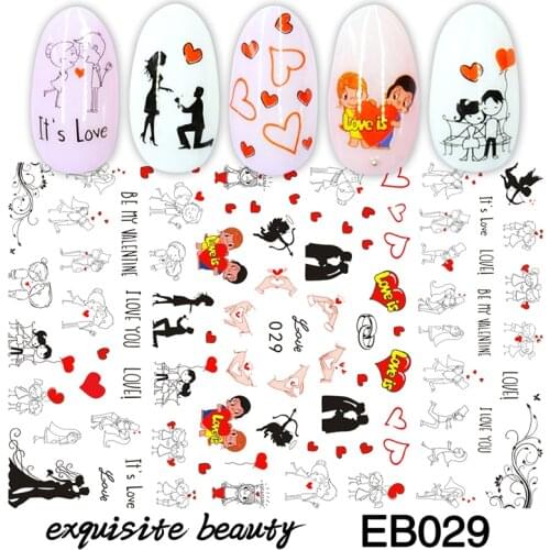 3D Stickers for Nails Sweet Lover Propose Marriage Nail Sticker Foil Adhesive Decals Nail Art Decorations Manicure Accessories