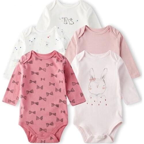 4/5 Pieces/Pack Baby Bodysuits 2021 Spring quality baby girl clothes 100% Cotton Long Sleeves Bebe boys Clothing Jumpsuit