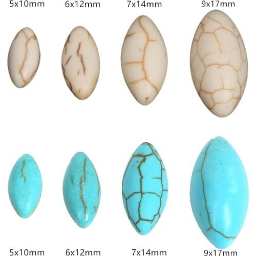 5x10/6x12/7x14/9x17mm Natural Horse Eye Calaite Flat Back Stone Beads Loose Spacer Beads For Jewelry Making DIY Bracelet