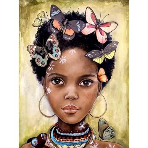 Butterfly and Little Girl Diamond Painting Round Full Drill Nouveaute DIY Mosaic Embroidery 5D Cross Stitch Portrait Pattern
