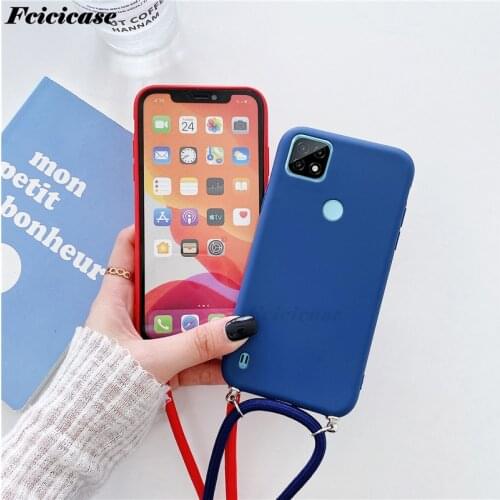 Realme C21 Case For Oppo Realme 8 Pro Soft TPU Strap Cord Chain Cover Realme 7 X3 6 5i 6i 7i GT Necklace Lanyard Crossbody Cover