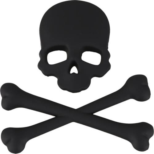 Skull Bone 3d design motorcycle car emblem badge sticker black