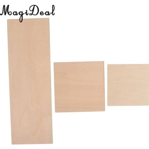 3 Sizes Square / Rectangle MDF Unfinished Wood Pieces Blank Plaque for DIY Woodwork Craft Pyrography Scrapbooking Building Model