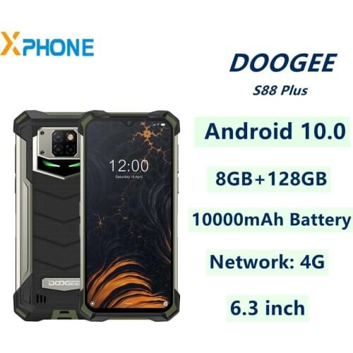 DOOGEE S88 Plus Rugged Phone 8GB 128GB Cell Phone 6.3 inch Android 10.0 Fingerprint Identification Mobile Phone
