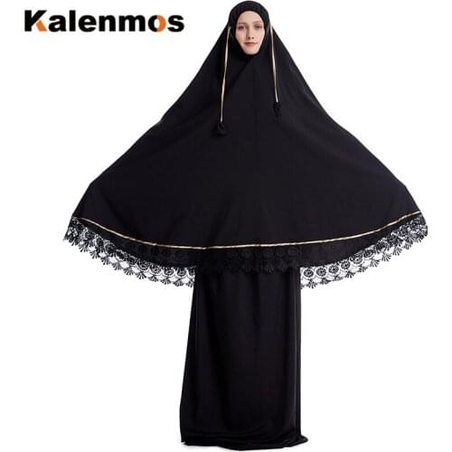 Formal Muslim Prayer Garment Sets Women Hijab Dress Abaya Islamic Clothing Turkey Lace Namaz Long Khimar Jurken Djellaba Abayas