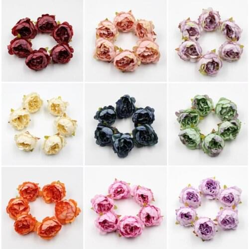 Artificial Flower Heads Champagne Home Peony 10Pcs Wedding Bouquet Decoration