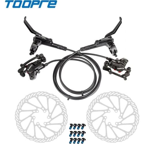 TOOPRE MTB Hydraulic Oil Disc brake Set F160-R140 F180-R160 160mm Rotor Caliper Right Front Left Rear 800/1450mm Aluminum alloy