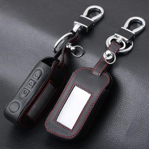 Car-styling leather Case For Starline A93 A63 Car alarm Remote Controller LCD Keychain Cover