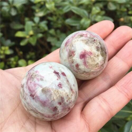 2pcs Beautiful Natural Red Tourmaline Crystal Sphere Ball Gemstone Great for Meditation Home Decoration Chakra Reiki Stone