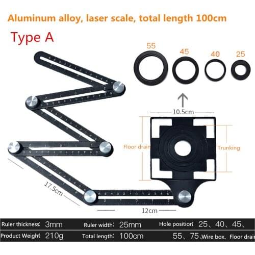 Six Fold Ruler Tile Tool Tile Hole Positioning Locator Auxiliary Tool