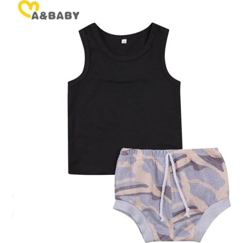 Ma&Baby 0-24M Casual Newborn Toddler Baby Boy Clothes Set Black Vest Sleeveless T shirt Tops Shorts Outfits Clothing Costumes
