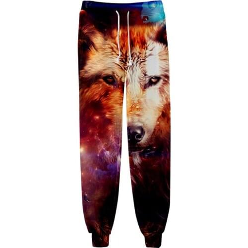 Space Galaxy 3D Wolf Fashion Track Pants Streetwear Jogger Pants New Casual Warm Sweatpants Slim Harajuku Men/Women Trousers