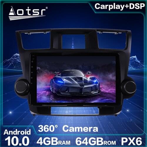 Multi-DVD For Toyota Highlander Car Radio Car GPS Navigation Unit Android 10.0 64GB PX6 Auto Stereo Head Unit Multimedia Player