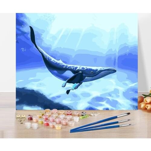 Diy Paint By Number Kit For Adults Kids Moon Whale Painting Color Decorate The Living Room Dining Room 40x50cm Plank Frame