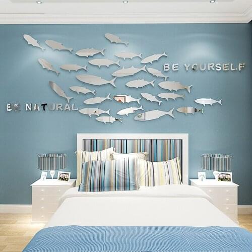 Marine fish undersea World wall sticker bedroom living childrens room background wall 3d acrylic stereo decorative Stickers