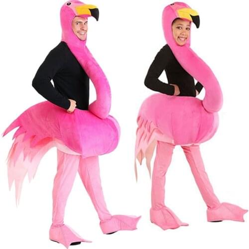 Brand New Rose Red Flamingo Men Costumes Carnival Party Funny Flamingo Kids Role Play Fancy Jumpsuit Adult Smart Bird Cosplay