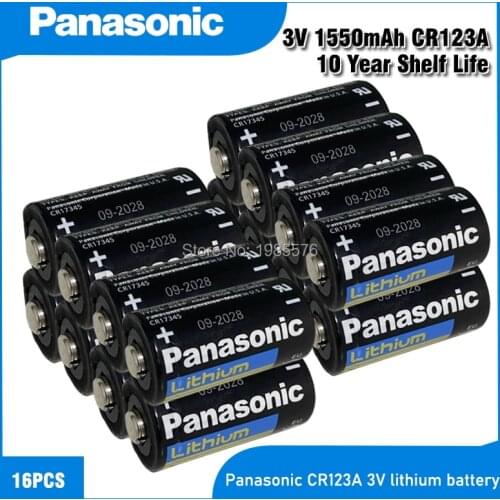 16PC PANASONIC Original CR123A CR123 123A CR 123 A123 CR17345 16340 3V Lithium Battery for Camera Flashlight dry primary cell