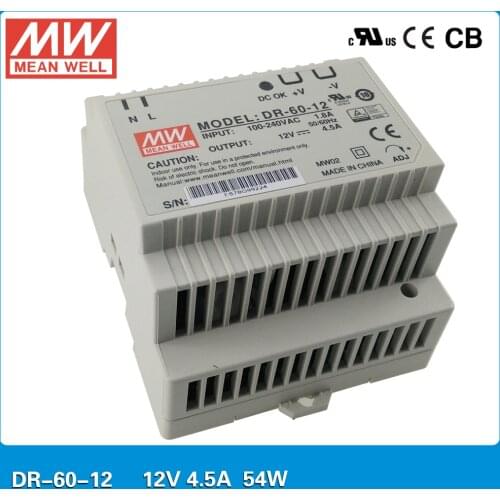 Original MEAN WELL DR-60-12 Single Output 54W 12V 4.5A DIN rail mounted meanwell industrial power supply 12v