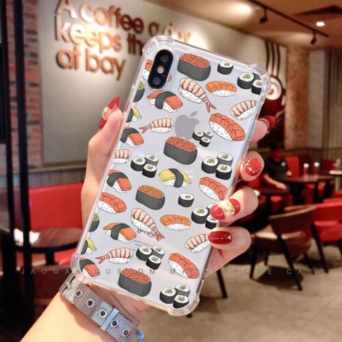 Jaomax Transparent Silicone Cute Cartoon Food Pizza French Fries Sushi Phone Cases For iPhone 11 X Xs Max 6 6s 7 8 Plus 5S SE Xr
