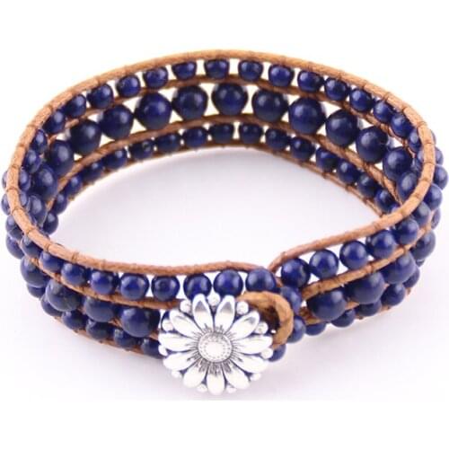 Drop Ship Fashion Beautiful Energy Beaded Cuff Bracelet Handmade Natural Stone Wrap Bracelets & Bangles