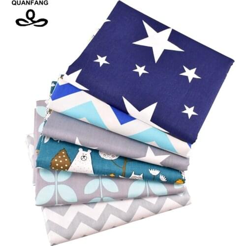 QUANFANG 2019New Gray 6pcs/Lot Printed Twill Cotton Fabric For Patchwork DIY Quilting Sewing Tissue Baby Children Material