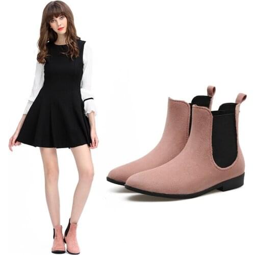 Rubber Rain Boots Women Waterproof Walking Shoes Girls Ladies Fashion Rain Shoes Anti-Skid Chelsea Ankle Boots for Wading