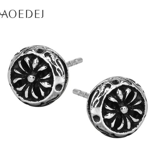 AOEDEJ 9mm Punk Earrings For Men Stainless Steel Mens Earings Round Barbell Stud Black Earrings Circles Ohringe Boucle D'oreille