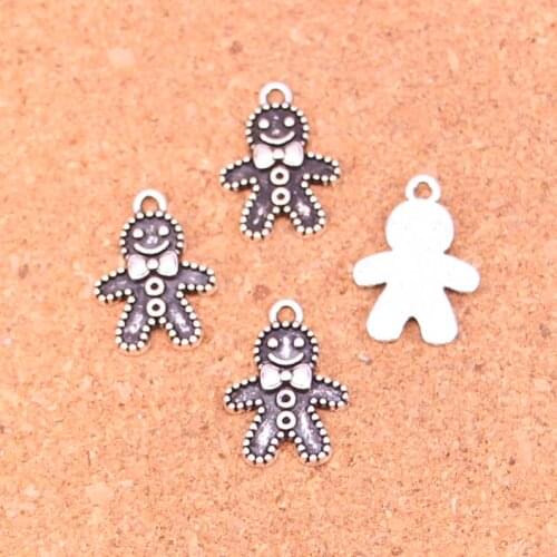 133 pcs Antique Silver Plated gingerbread man cookies christmas Charms Diy Handmade Jewelry Findings Accessories 18*12mm