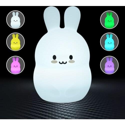 Sleep Light Colorful Discoloration Silicone 3D Night Light Rabbit Night Lamp for Children Bedside Table Lamp Decor Lamp Kid Gifs