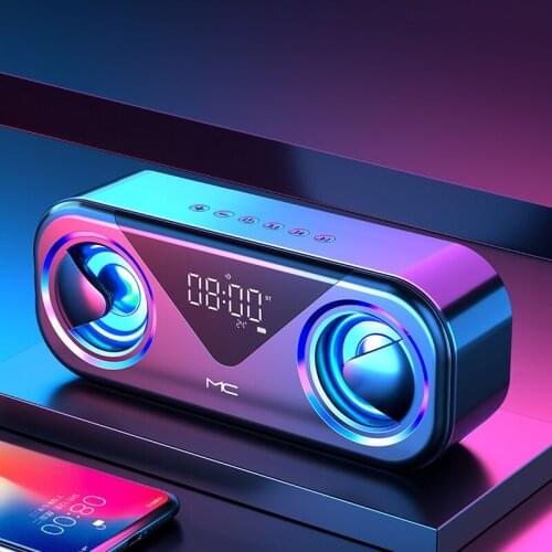 LED Clock Outdoor Wireless Portable Bluetooth Speakers Stereo Bass Column Subwoofer Soundbar Music Center Handsfree Loudspeaker