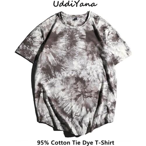 2021 Summer Mens Y2K Sweatshirt Skateboard T-Shirt Womens Oversized Fashion Tie Dye Cotton T-Shirts Vintage Clothes Tops Tees