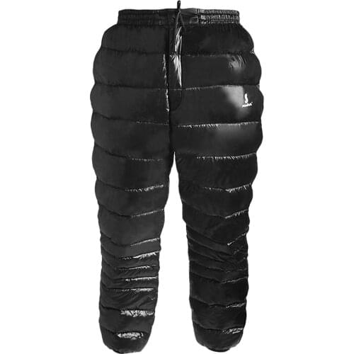 White Goose Down Pants Winter Warm Camping Climbing Pants Thermal Waterproof Down Trousers for Outdoor Travelling Mountaineering