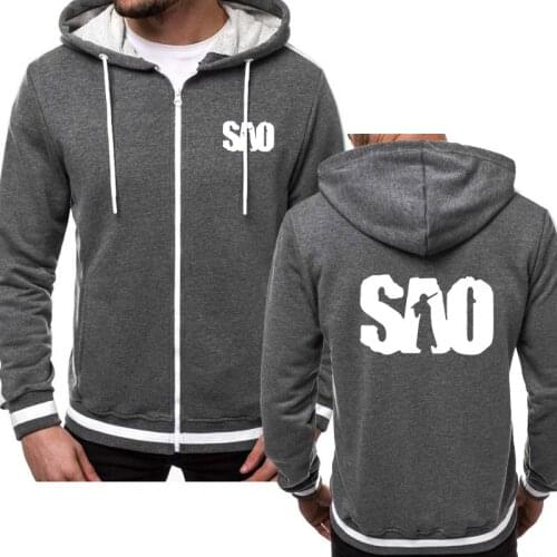 Spring Autumn SAO Sword Art Online print Men Hoodies Anime COS Clothing harajuku Hip Hop Mens hoodie jackets