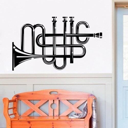 Trumpet Wall Sticker Musical Instrument Home Decor School Music Classroom Vinyl Removable Living Room Wall Decals Adornment Y836