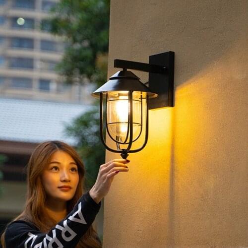 Vintage wall lamps iron wall sconces rainproof indoor outdoor wall lights porch bar garden living room aisle lamps WJ010319