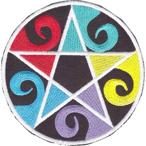 Wiccan pentagram pentacle earth mother goddess applique iron on patch