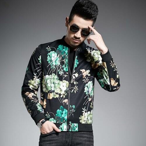 Green Mens Floral Chaqueta De Beisbol Para Hombre Jaquetas Hip Hop Men Zipper Coat Designer Male Jacket 5xl