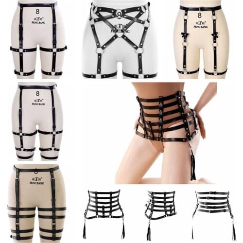 Stocking Belt Punk Leather Gothic Style Harness For Women Garters Festival Rave Costume Pole Dance Clothes Erotic Suspender Belt