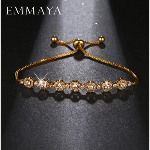 EMMAYA Gold Color Cz Bracelet & Bangles for Woman Rhinestones Paved Fashion Cheap Round Female Bracelets