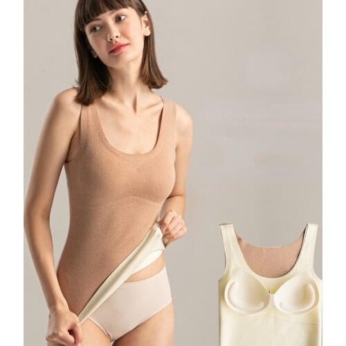 Womens Warm Tank Vest Seamless Velvet Autumn Sleeveless Slim Underwear Plus Size Warm Lingere Top